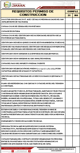 Requisitos obligatorios para poder ingresar el tramite. 