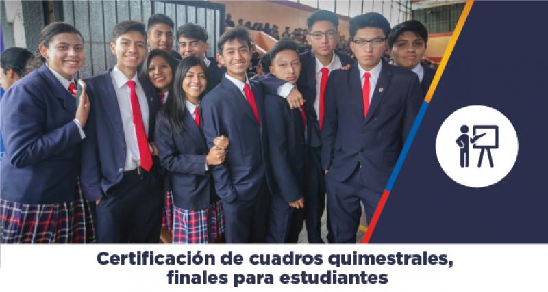 Certificacion De Cuadros Quimestrales Finales Para Estudiantes De