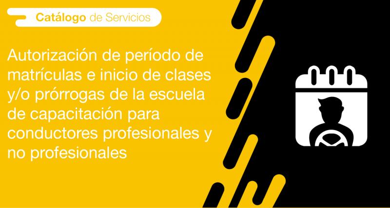 El usuario requirente puede solicitar a la ANT la autorización de período de matrículas e inicio de clases y/o prórrogas de la escuela de capacitación para conductores profesionales y no profesionales