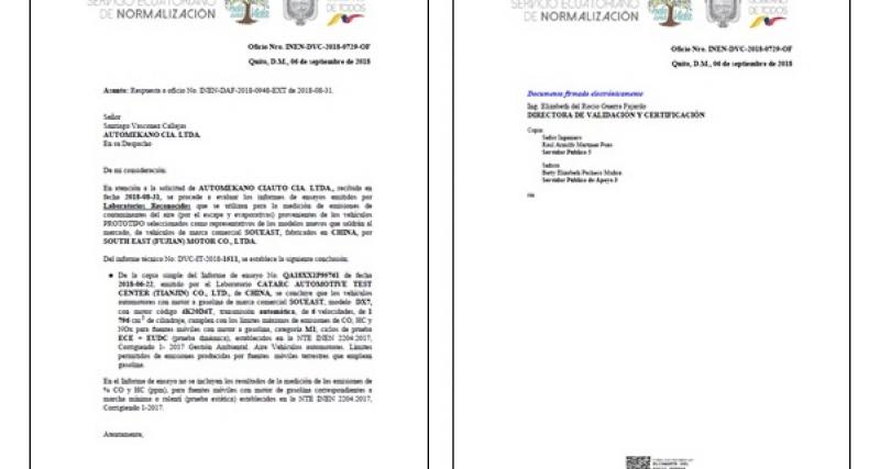 Oficio de reconocimiento de informes de emisiones de gases contaminantes de  automotores | Ecuador - Guía Oficial de Trámites y Servicios