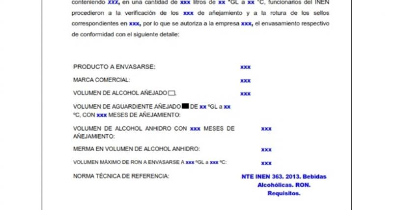 AUTORIZACIÓN DE ENVASAMIENTO DE BEBIDAS ALCOHÓLICAS