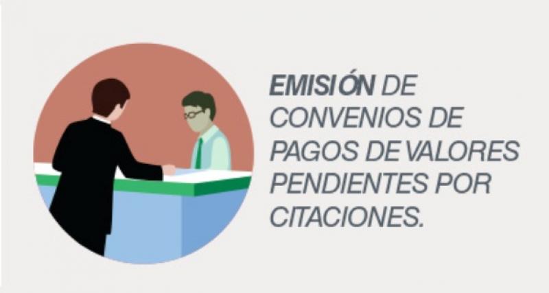 Emisión de Convenios de pagos de valores pendientes por citaciones