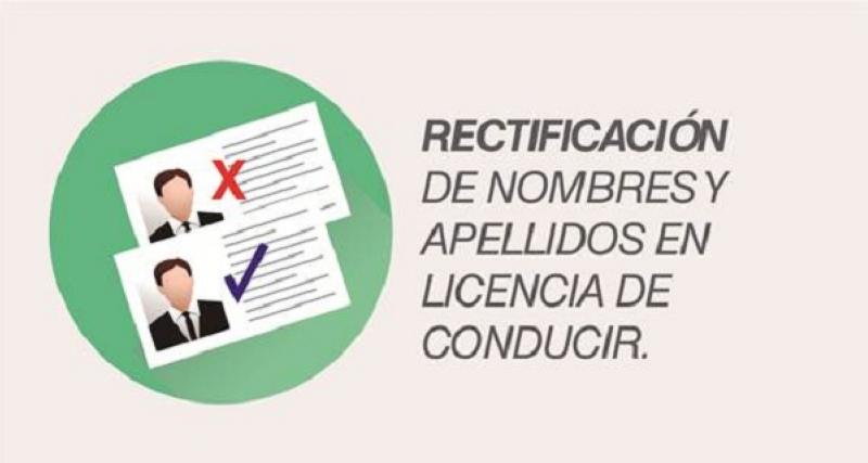 Rectificación de nombres y apellidos en licencia