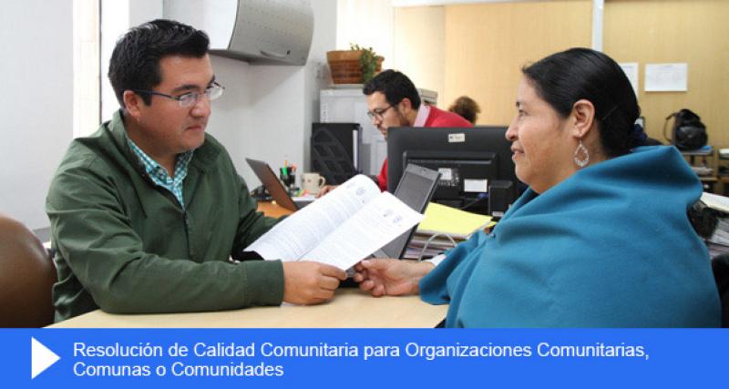 Resolución de Calidad Comunitaria para Organizaciones comunitarias, Comunas o Comunidades