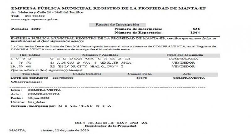 Inscripción de Compraventa de Bienes Inmuebles MANTA | Ecuador - Guía  Oficial de Trámites y Servicios