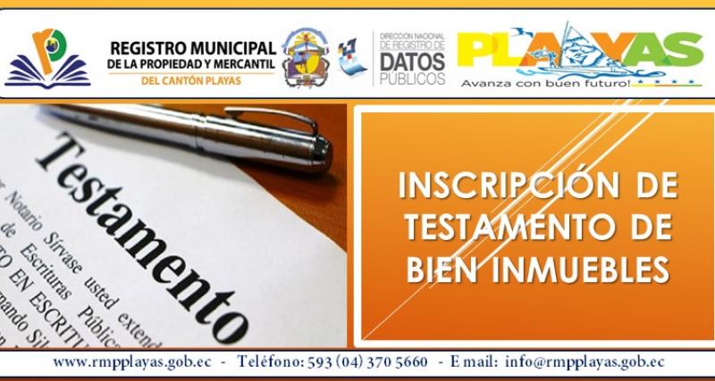 Inscripción de Testamento CANTÓN - PLAYAS