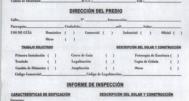 Solicitud de Servicio de Agua - Dirección de UDAPA del Gobierno Autónomo Descentralizado Municipal de General Antonio Elizalde (Bucay)