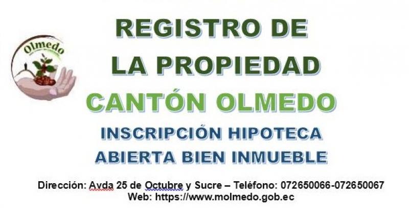 Información proporcionada por: Registro de la Propiedad con Funciones y Facultades Mercantiles del Cantón Olmedo