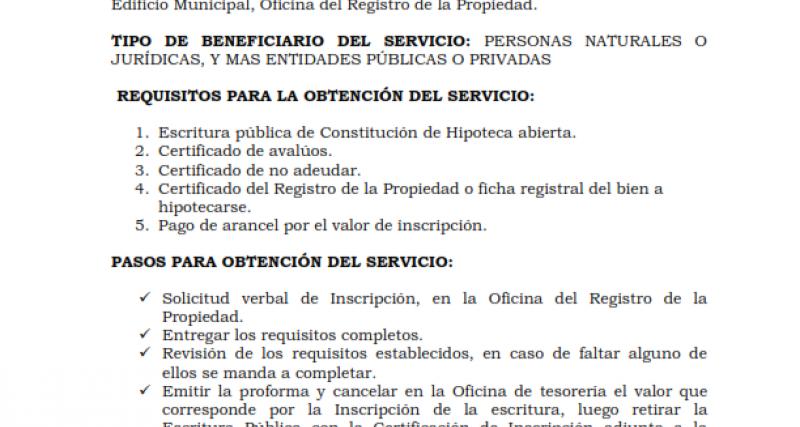 TRAMITE DE REGISTRO DE HIPOTECA