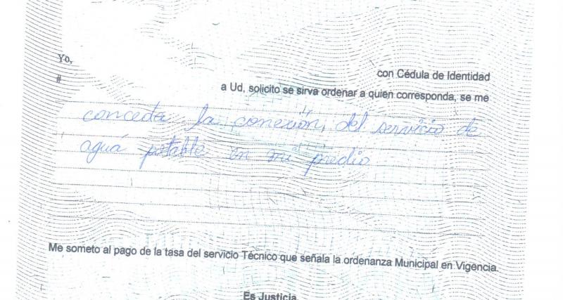 SOLICITUD PARA CONEXIÓN DE AGUA POTABLE