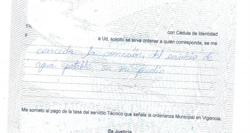 SOLICITUD PARA CONEXIÓN DE AGUA POTABLE