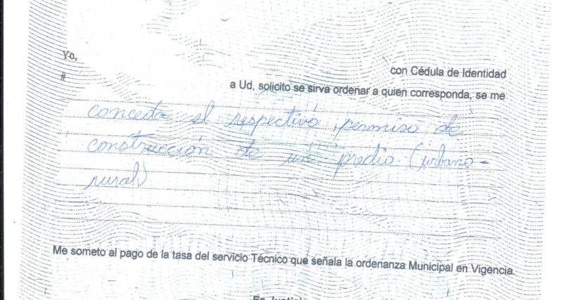 SOLICITUD PARA PERMISO DE CONSTRUCCIÓN DE VIVIENDA