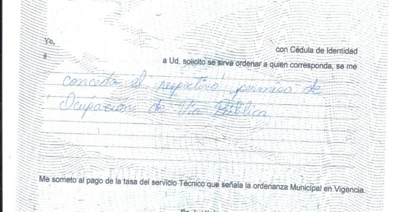 SOLICITUD PARA VÍA PÚBLICA