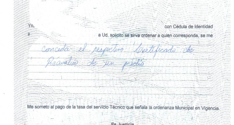 SOLICITUD PARA REAVALÚO DE PREDIO