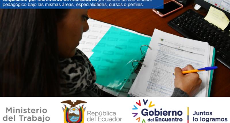 Ampliación por incremento de instructores y/o cambio de coordiador pedagógico bajo las mismas áreas, especialidades, cursos o perfiles