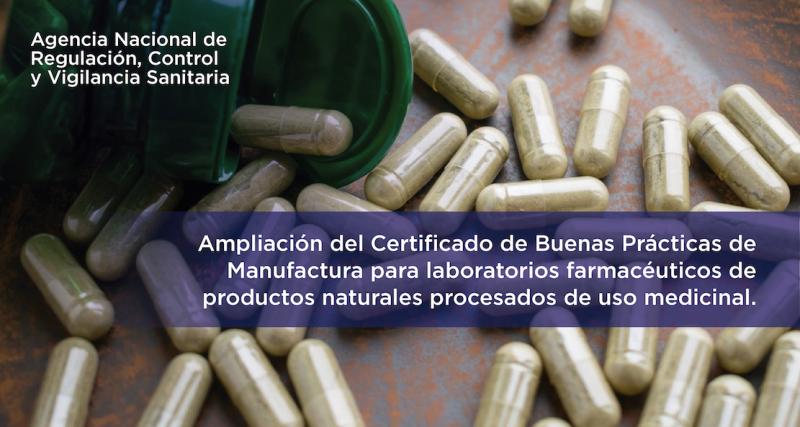 Ampliación del Certificado de BPM productos Naturales 