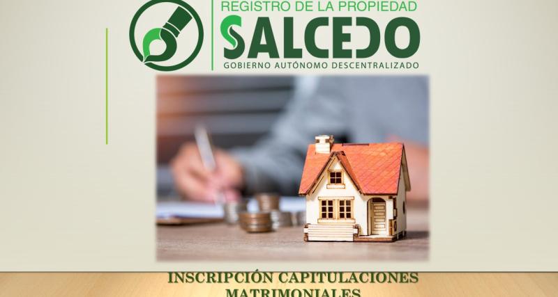 Inscripción Capitulaciones matrimoniales del Cantón Salcedo