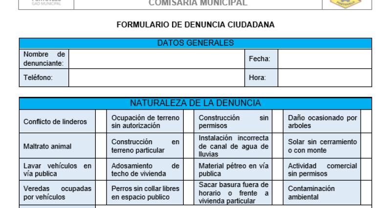 FORMULARIO PARA REALIZAR DENUNCIAS CIUDADANAS