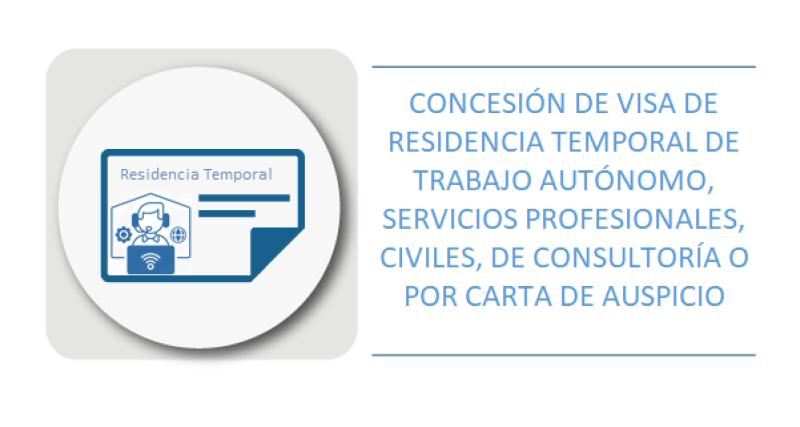 CONCESIÓN DE VISA DE RESIDENCIA TEMPORAL DE TRABAJO AUTÓNOMO, SERVICIOS PROFESIONALES, CIVILES, DE CONSULTORÍA O POR CARTA DE AUSPICIO