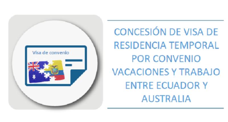Concesión de visa de residencia temporal por convenio vacaciones y trabajo entre Ecuador y Australia