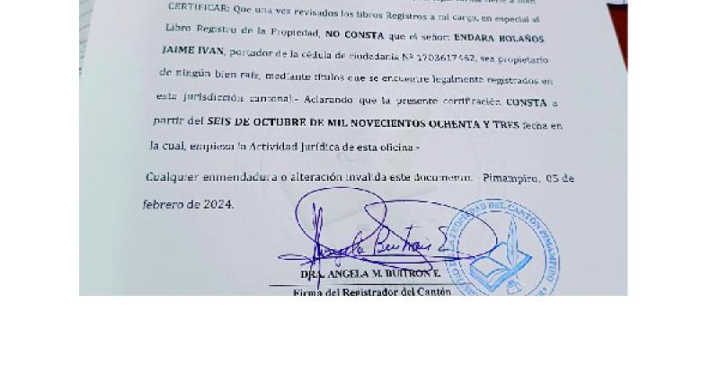 Certificado de Bienes Raíces (poseer y no poseer)