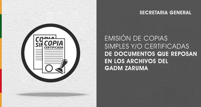 Copias simples y /o certificadas documentos en archivos