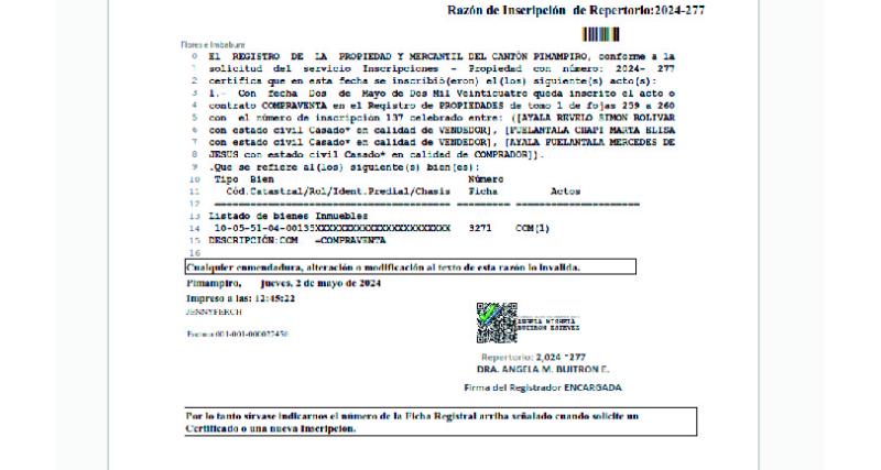 Razón de Inscripción