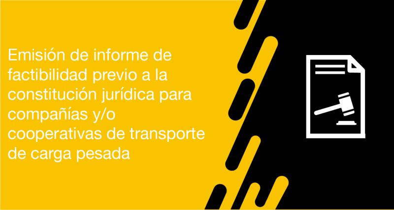 El usuario requirente puede solicitar en la ANT la emisión de informe previo a la constitución jurídica para compañías de transporte de carga pesada