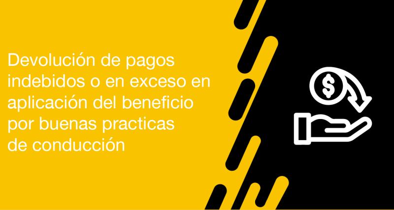 El usuario requirente puede solicitar a la ANT la devolución de pagos indebidos o en exceso en aplicación del beneficio por buenas practicas de conducción