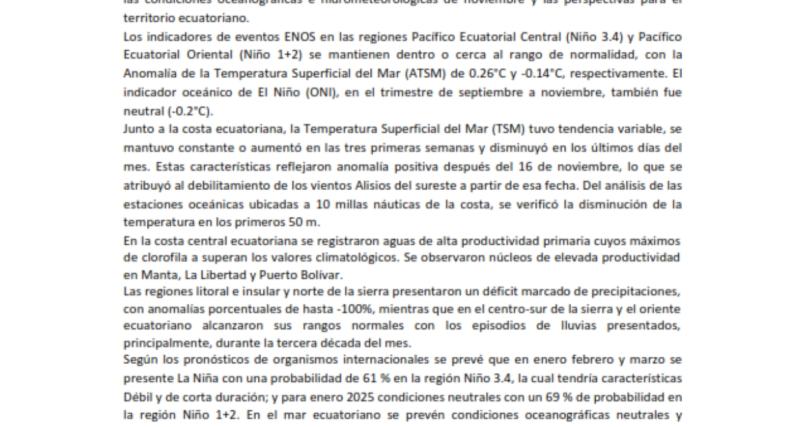 Imagen de informes de monitoreo y evolución del fenómeno el niño y la niña