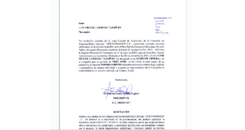 NOMBRAMIENTO DE GERENTE