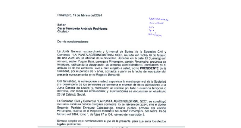 NOMBRAMIENTO DE PRESIDENTE