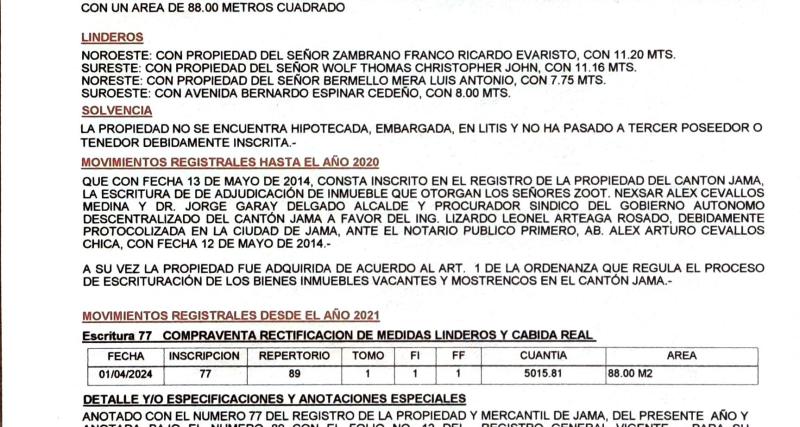 CERTIFICADO DE SOLVENCIA O GRAVAMENES E HISTORIA DE DOMINIO