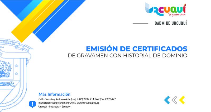 Emisión de certificados de gravamen con historial de dominio