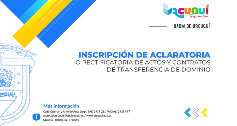 Inscripción de aclaratoria o rectificatoria de actos y contratos de transferencia de dominio