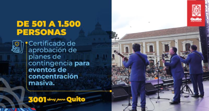 Emisión del certificado de aprobación de planes de contingencia para eventos de concentración masiva de aforo entre 501 a 1500 personas.