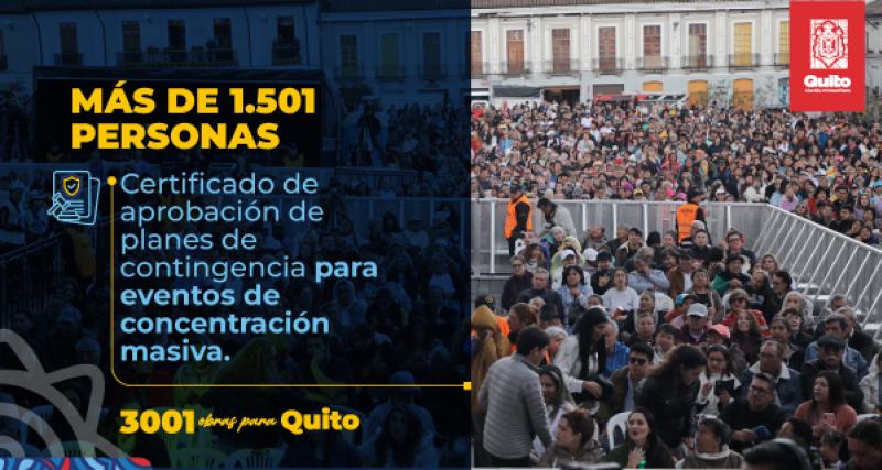 Emisión del certificado de aprobación de planes de contingencia para eventos de concentración masiva de aforo mayores a 1501 personas.