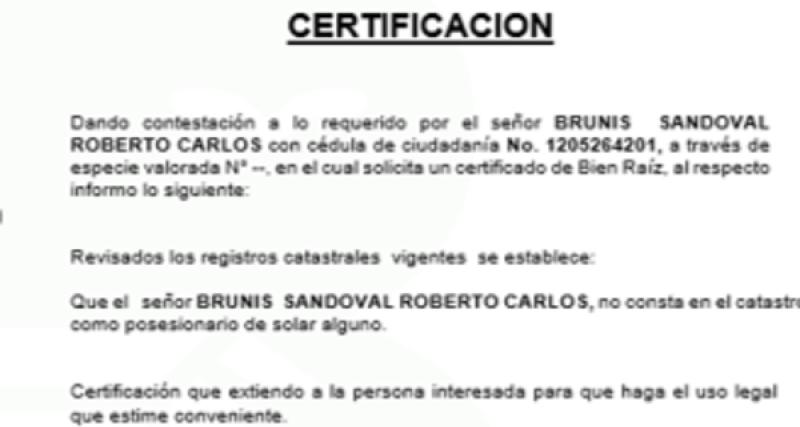 Certificado de bien raíz