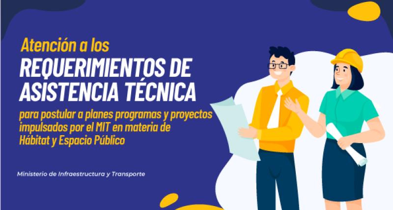 Atención a los requerimientos de asistencia técnica para postular a planes, programas y proyectos, impulsados por el MIT en materia de hábitat y espacio público