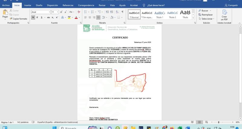 Certificado de pertenencia al cantón