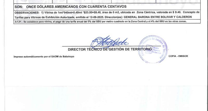 Permiso de Vitrinas.