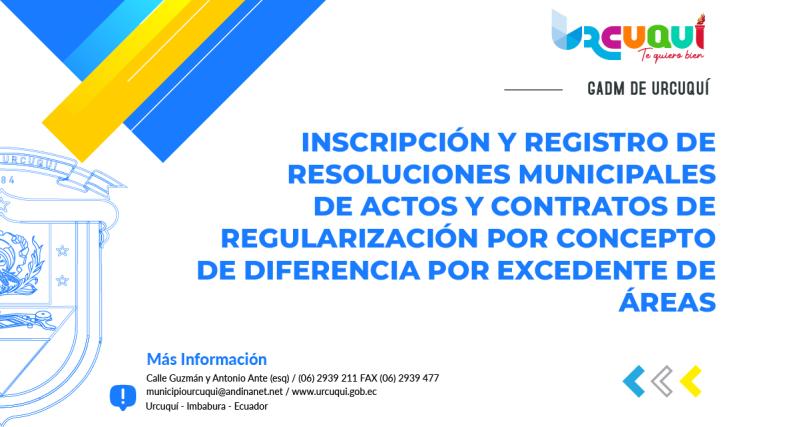 Inscripción y registro de resoluciones municipales de actos y contratos de regularización por concepto de diferencias por excedente de áreas