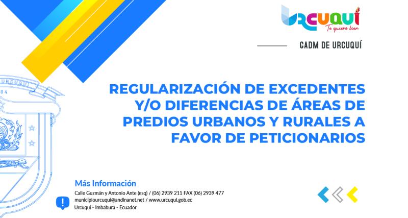 Regularización de excedentes y/o diferencias de áreas de predios urbanos y rurales a favor de peticionarios