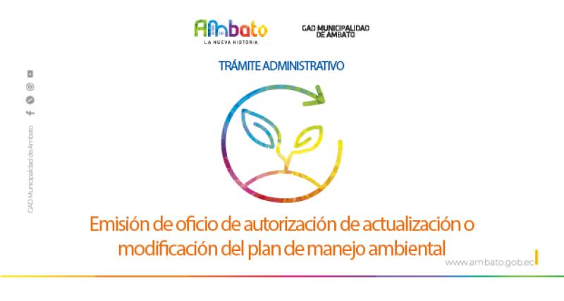 Oficio de autorización de actualización o modificación del plan de manejo ambiental