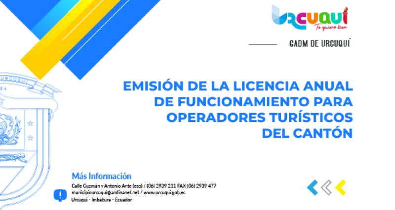 Emisión de la licencia anual de funcionamiento para operadores turísticos del cantón