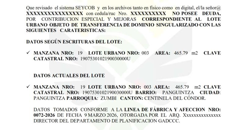 CERTIFICADO CONTRIBUCION ESPECIAL DE MEJORAS