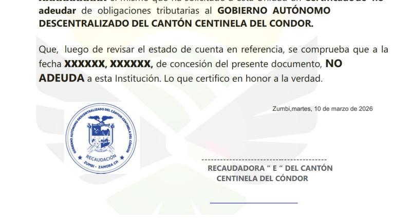CERTIFICADO DE NO ADEUDAR