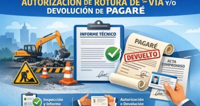 Autorización de rotura de vía y/o devolución de pagaré.