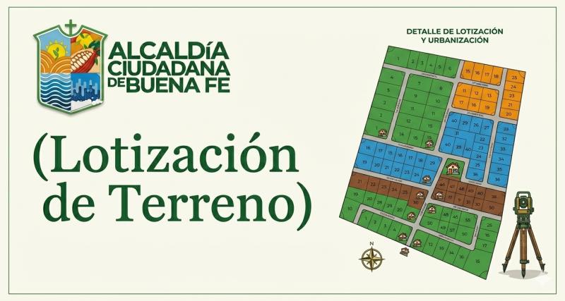 proceso de dividir un terreno grande en varios lotes, pero normalmente con planificación urbanística para crear un conjunto de terrenos aptos para vivienda o desarrollo urbano.