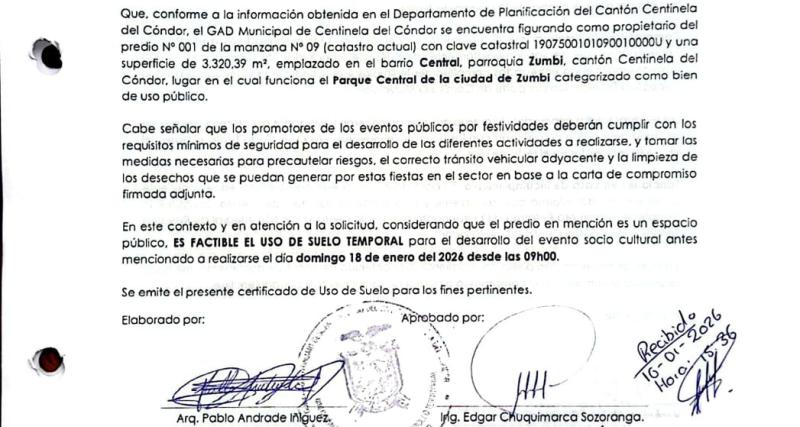 Certificación de alquiler de espacio deportivo o recreativo.